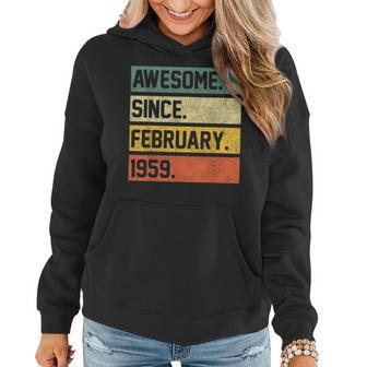 Awesome Since February 1959 64 Years Old Gifts 64Th Birthday Women Hoodie - Seseable