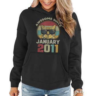 Awesome Since Januar 2011 - 11. Geburtstag Katzenliebhaber Hoodie - Seseable