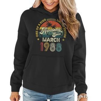 Awesome Since March 1988 Vintage 34Th Birthday For Men Women Women Hoodie - Seseable