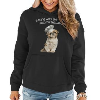 Baking And Shih Tzu Are My Therapy Gifts Mothers Day Women Hoodie - Seseable