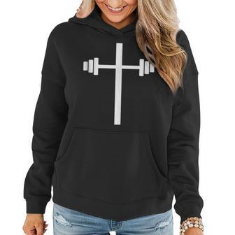 Barbell Dumbbell Cross Christian Jesus Gym Workout Lifting Women Hoodie | Mazezy
