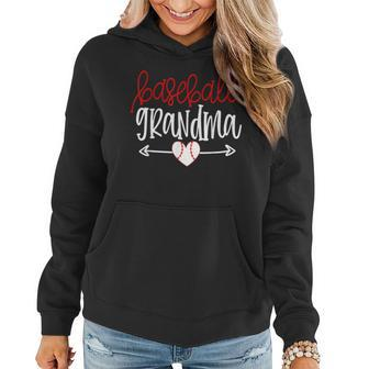 Baseball Grandma From Grandson Arrow Cute Heart Game Women Hoodie | Mazezy