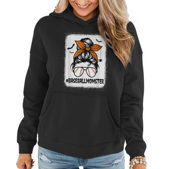 Baseball Momster For Women Halloween Mom Messy Bun Women Hoodie Graphic Print Hooded Sweatshirt - Thegiftio UK