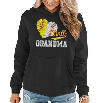 Baseball Softball Ball Heart Grandma Mothers Day Women Hoodie | Mazezy