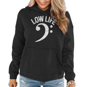 Bass Clef Low Life Music Marching Band Low Brass Bass Note Women Hoodie Graphic Print Hooded Sweatshirt - Thegiftio