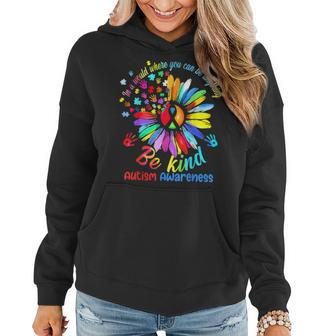 Be Kind Autism Awareness Sunflower Autism Support Lovert Women Hoodie - Seseable