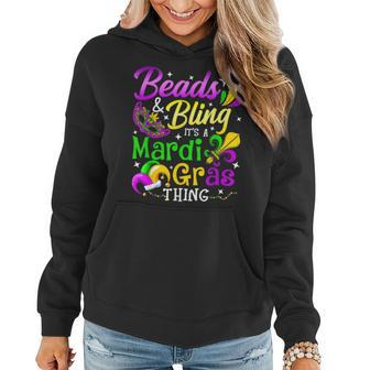 Beads And Bling Its A Mardi Gras Thing Carnival Mardi Gras Women Hoodie - Seseable