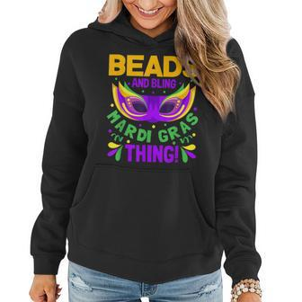 Beads And Bling Mardi Gras Thing New Orleans Fat Tuesdays Women Hoodie - Seseable