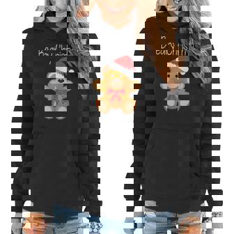 Beary Christmas Santa Hat Xmas Teddy Bear Women Hoodie Graphic Print Hooded Sweatshirt - Thegiftio