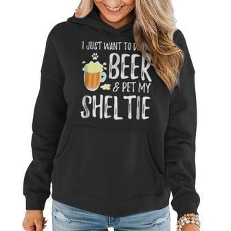 Beer And Sheltie Funny Dog Mom Or Dog Dad Gift Idea Women Hoodie - Seseable