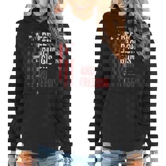 Beer Bacon Guns & Freedom - Funny Bbq Gun Usa Flag Drinking Women Hoodie | Seseable CA