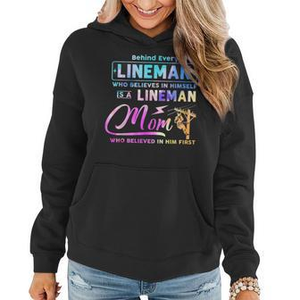 Behind Every Lineman Is A Lineman Mom Women Hoodie | Mazezy