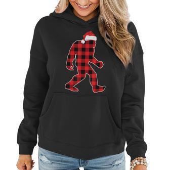 Believe Red Plaid Bigfoot Christmas Sasquatch Santa Sleeping Women Hoodie Graphic Print Hooded Sweatshirt - Thegiftio UK