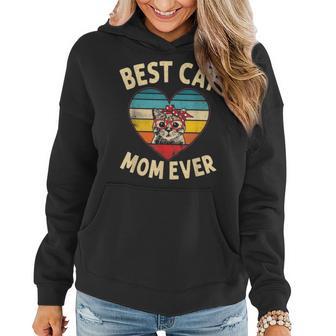 Best Cat Mom Ever Cute Cat Mom Bandana Bow Gift Kitten Women Hoodie - Seseable