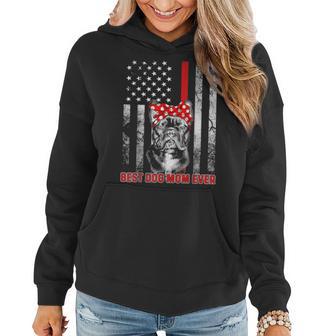 Best Dog Mom Ever French Bulldog Dog Mom Usa Flag Patriotic Women Hoodie - Seseable