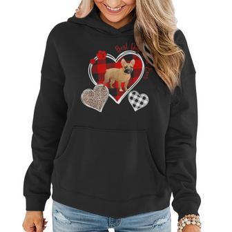 Best French Bulldog Mom Ever Three Heart Bulldog Women Hoodie - Seseable