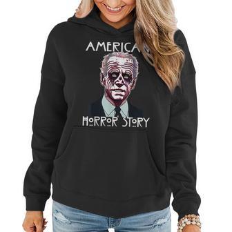 Biden Horror American Zombie Story Halloween Funny Women Hoodie Graphic Print Hooded Sweatshirt - Thegiftio