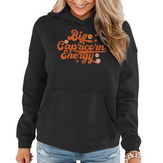 Big Capricorn Energy Groovy Zodiac Sign Astrology Horoscope Women Hoodie - Seseable