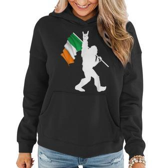 Bigfoot Rock And Roll On St Patricks Day With Irish Flag Women Hoodie - Seseable