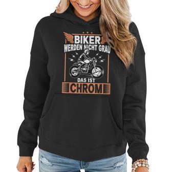Biker Grau Chrom Motorrad Motorradfahrer Motorradfahren Frauen Hoodie - Seseable