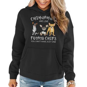 Black Chihuahua Mama Dad Mom Funny Gift Potato Chip Women Hoodie - Seseable