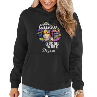 Black Queen Social Work Degree For Mothers Day Women Hoodie | Mazezy