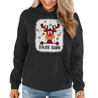 Bleached Teacher Squad Reindeer Funny Teacher Christmas Xmas V20 Women Hoodie Graphic Print Hooded Sweatshirt - Thegiftio UK