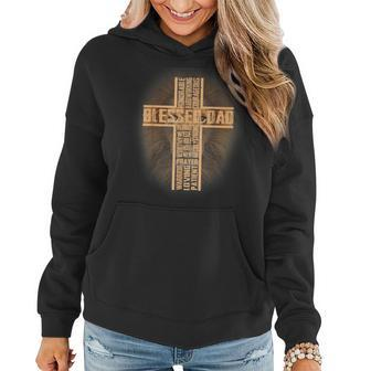 Blessed Dad Lion Christian Cross Fathers Day Papa Husband Women Hoodie - Seseable