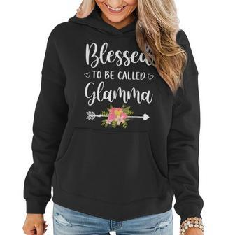 Blessed To Be Called Glamma Women Flower Decor Grandma Women Hoodie - Seseable