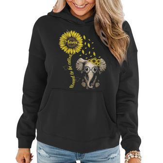 Blessed To Be Called Mom Sunflower Elephant Sunflower Gift Women Hoodie - Seseable