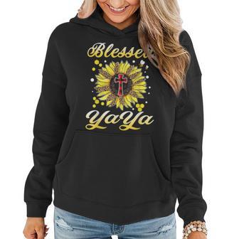 Blessed Yaya Cross Sunflower Mother Day Women Hoodie - Seseable