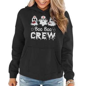 Boo Boo Crew Funny Nurse Halloween Ghost Costume V28 Women Hoodie Graphic Print Hooded Sweatshirt - Thegiftio UK