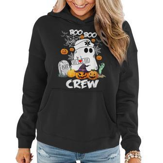 Boo Boo Crew Nurse Halloween Ghost For Nurses Rn Funny Women Women Hoodie Graphic Print Hooded Sweatshirt - Thegiftio UK