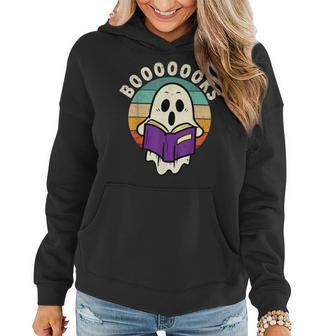 Booooooks Ghost Funny Halloween Ghost Reading Book Women Hoodie Graphic Print Hooded Sweatshirt - Thegiftio UK