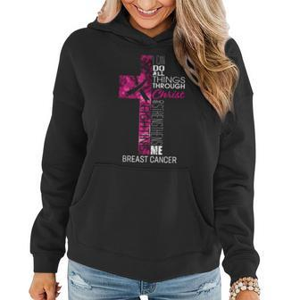 Breast Cancer Awareness Gifts Pink Cross Christian Verse Mom Women Hoodie - Seseable