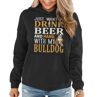 Bulldog Dad Dog Dad & Beer Lover Fathers Day Gift Women Hoodie - Seseable