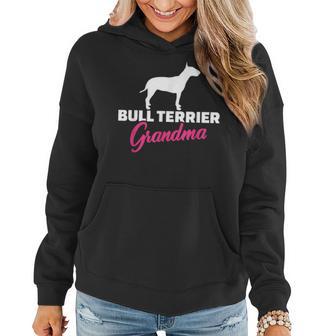 Bullterrier Oma Schwarzes Hoodie, Hunde Silhouette & Text in Pink - Seseable