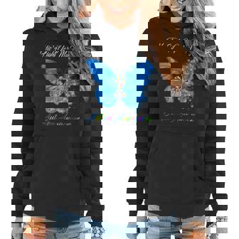 Butterfly His Fight Is My Fight Autism Awareness Women Hoodie | Mazezy