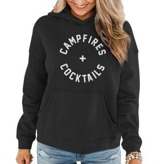 Campfires And Cocktails - Funny Drinking Hiking Apparel Women Hoodie Graphic Print Hooded Sweatshirt - Thegiftio UK