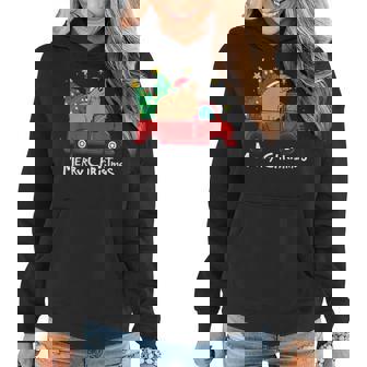 Capybara Christmas Ornament Truck Tree Funny Xmas Gift Women Hoodie Graphic Print Hooded Sweatshirt - Thegiftio