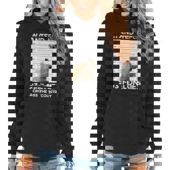 Capybara Mugshot Wanted For 93 Felonies Across The Country Women Hoodie - Monsterry