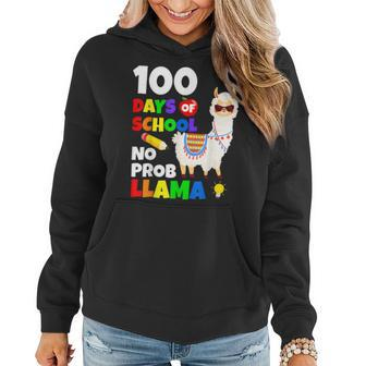 Celebrating 100 Days Of School Noprob Llama Kids & Teachers Women Hoodie - Seseable