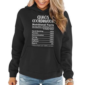 Chaos Coordinator Nutrition Facts Funny Women Hoodie Graphic Print Hooded Sweatshirt - Thegiftio UK