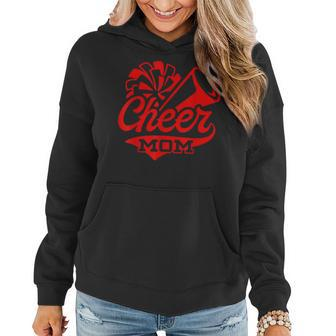 Cheer Mom Biggest Fan Leopard Print Black And Red Pom Pom V2 Women Hoodie | Mazezy