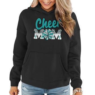 Cheer Mom Teal Leopard Letters Cheer Pom Poms Women Hoodie | Mazezy