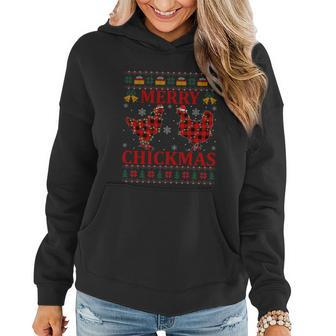Chicken Lover Merry Chickmas Ugly Chicken Christmas Pajama Gift Women Hoodie - Monsterry