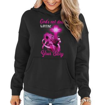 Christian Lion Cross Religious Quote Breast Cancer Awareness Women Hoodie - Seseable