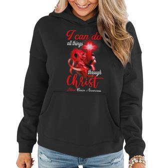 Christian Lion Cross Religious Saying Blood Cancer Awareness Women Hoodie - Seseable