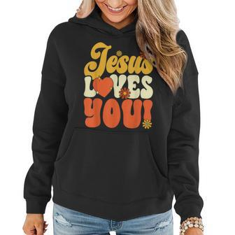 Christian Retro Jesus Loves You Religious Faith God 70S Women Hoodie | Mazezy CA