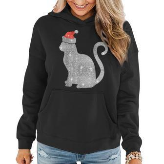 Christmas Funny Cat Diamond Santa Hat Pajama Xmas Gifts Men Women Hoodie Graphic Print Hooded Sweatshirt - Thegiftio UK